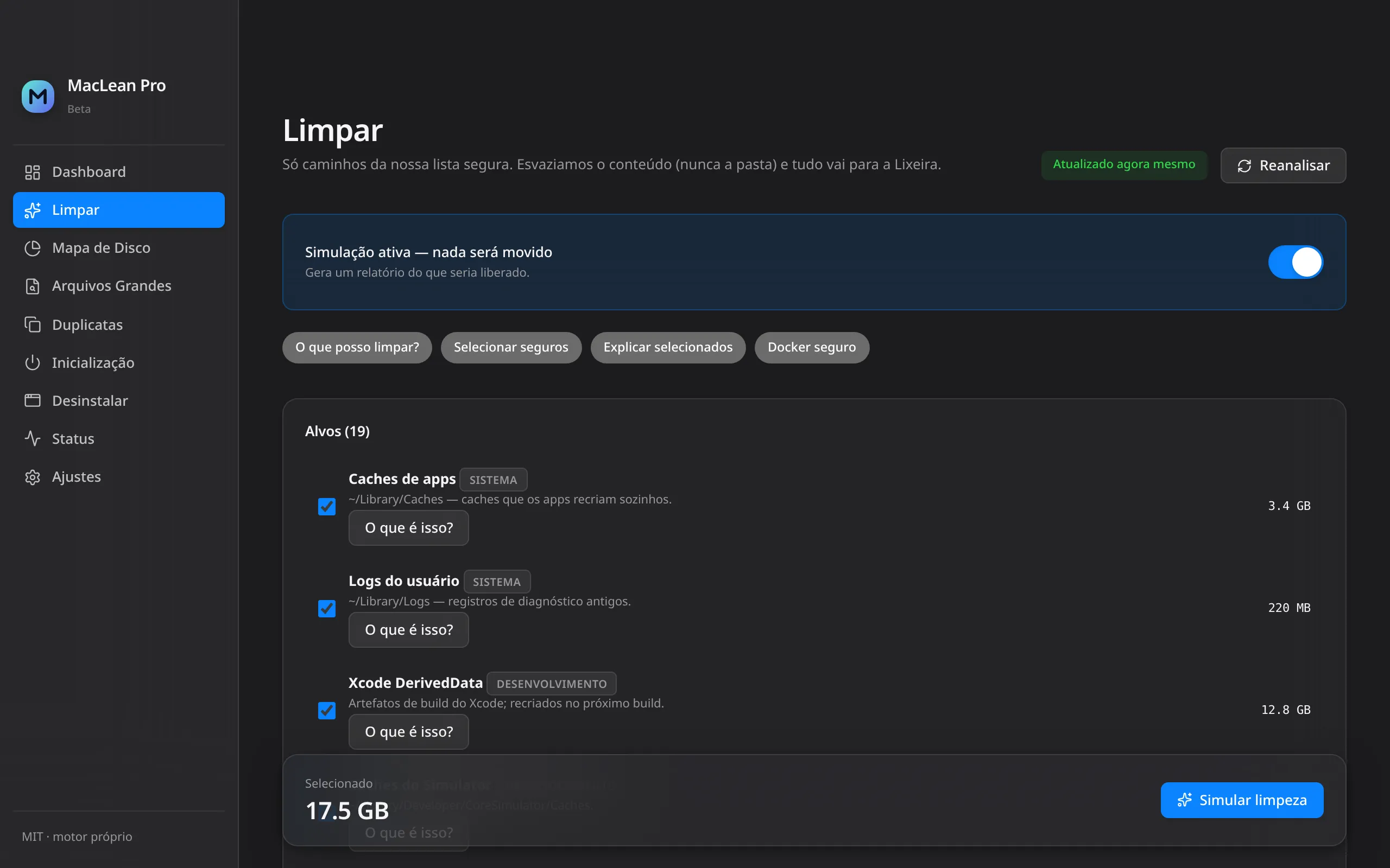 MacLean Pro — Limpar