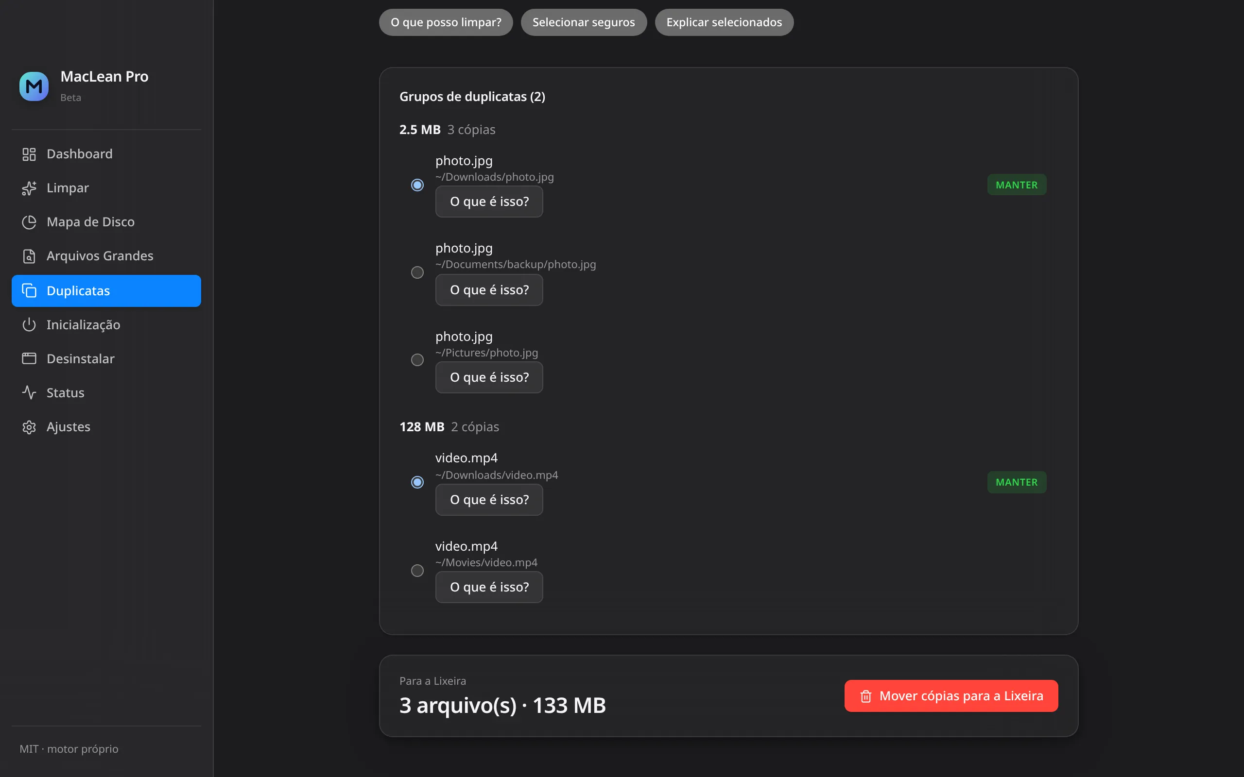 MacLean Pro — Duplicatas e fotos parecidas