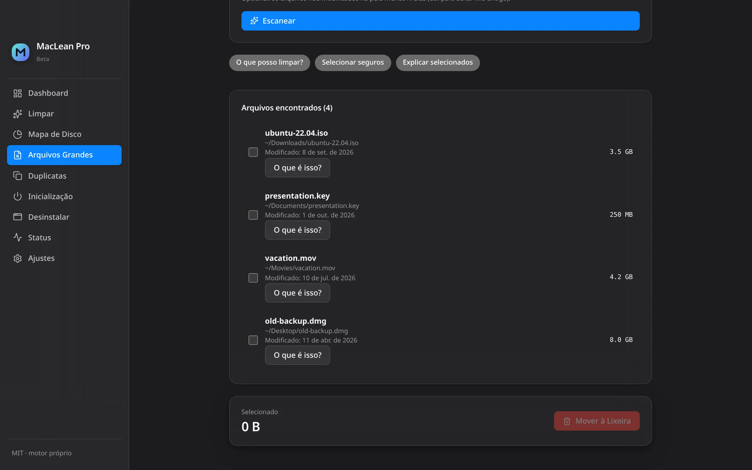 MacLean Pro — Arquivos Grandes