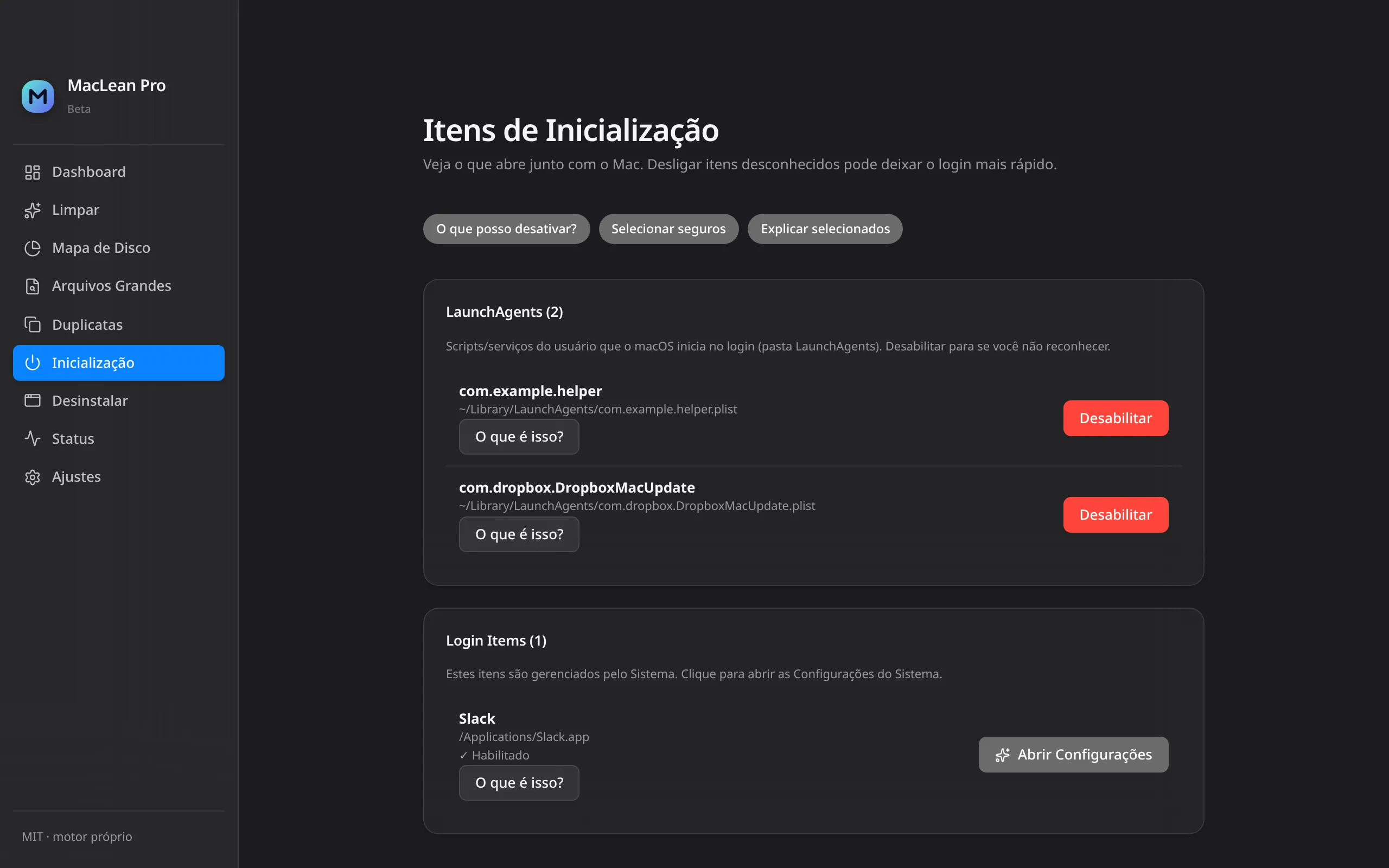 MacLean Pro — Inicialização